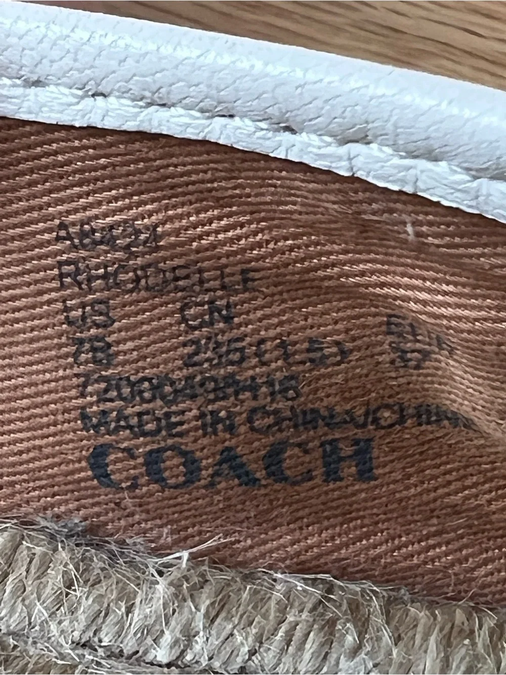 Coach Rhodelle Cream Leather Espadrille Flats Size in Size 7B